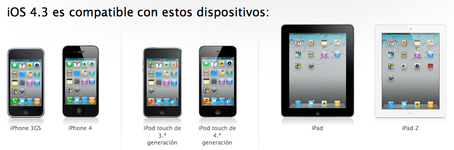 Enlaces para descargar el iOS 4.3 directamente compatiblesios43